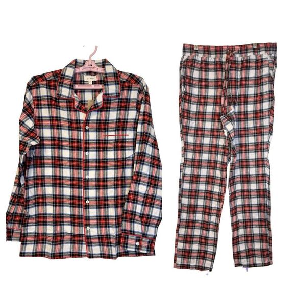 NWT!  J.Crew Men’s Flannel Tartan Plaid Pajama Set Sz. M Gifts for Men Holidays - Picture 1 of 15